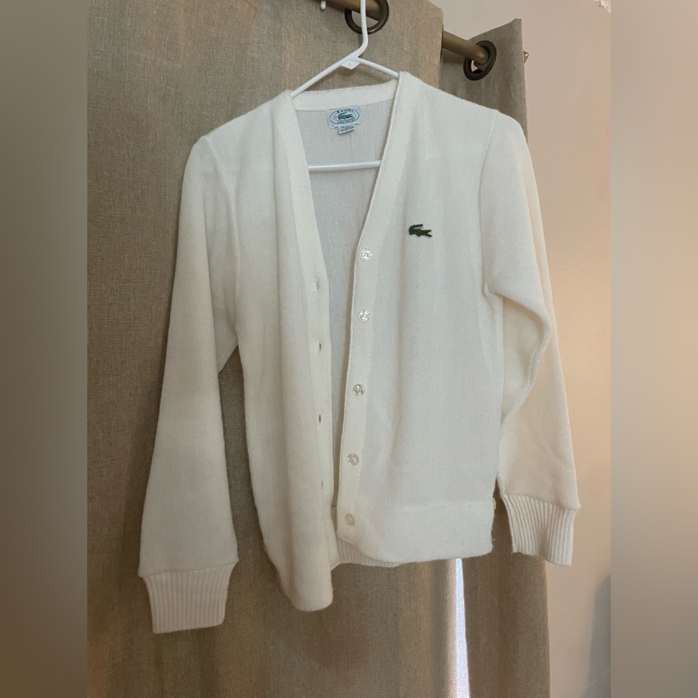 I of Lacoste white knit sweater